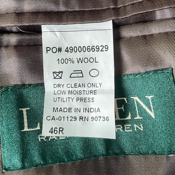 Lauren Ralph Lauren Brown Wool Houndstooth Sport Coat Blazer Jacket 47159 - Picture 11 of 13